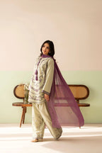 Ameli 3PC neckline embroidery detail - Alif Clothings
