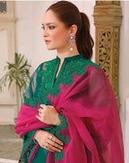 Jade Olive Luxury Pret - Embellished Organza Ensemble