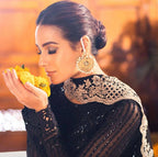Elegant Embroidered Chiffon Ensemble - close-up embroidery detail - Pakistani Women's Suit | Alif Clothings