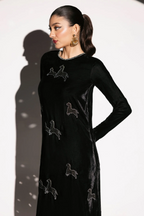Siyah -Velvet Kaftan