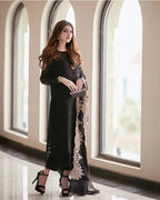Elegant Embroidered 3-Piece Chiffon Ensemble