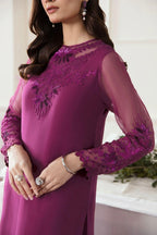 Purple Chiffon 3-Piece Outfit with Sequined Embellishments