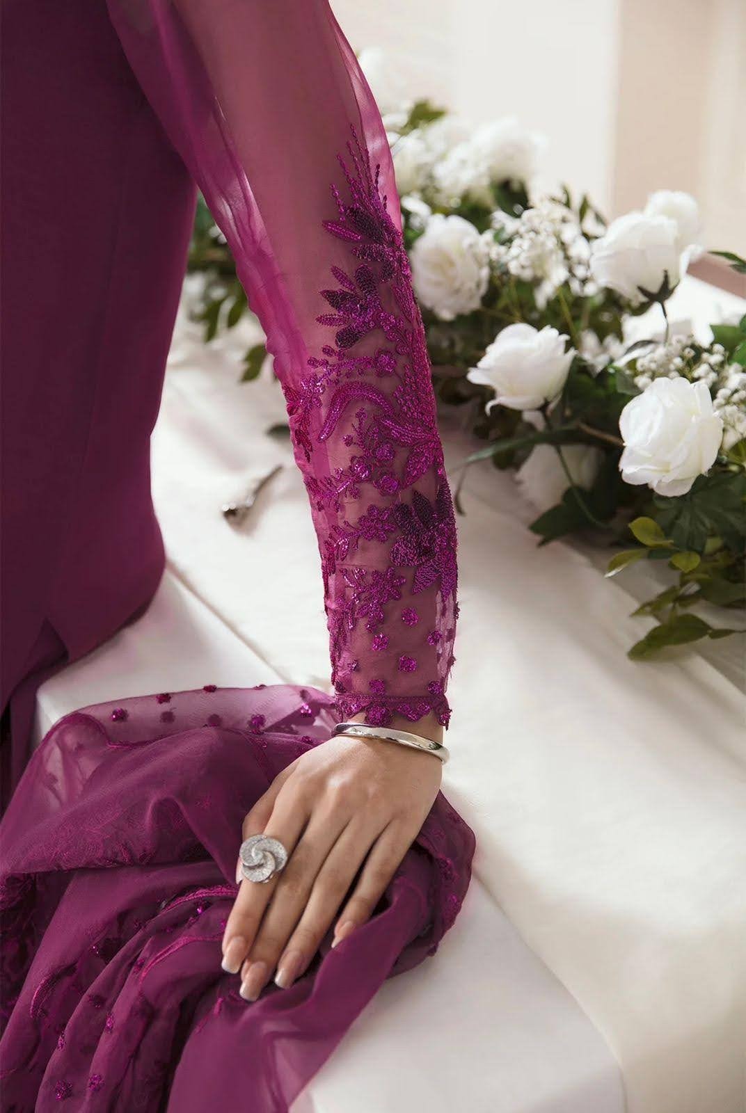 Purple Chiffon 3-Piece Outfit with Sequined Embellishments