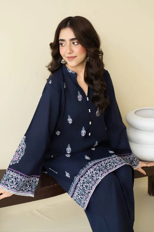 Abeer - Blue Cotton 2 Piece Suit - Pakistani Women's Suit | Alif Clothings
