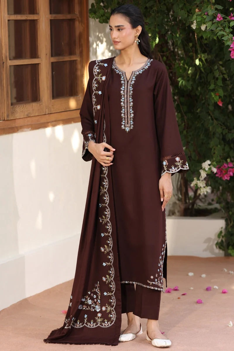 Jordan 3PC - Brown Marina 3 Piece Suit - Pakistani Women's Suit | Alif Clothings