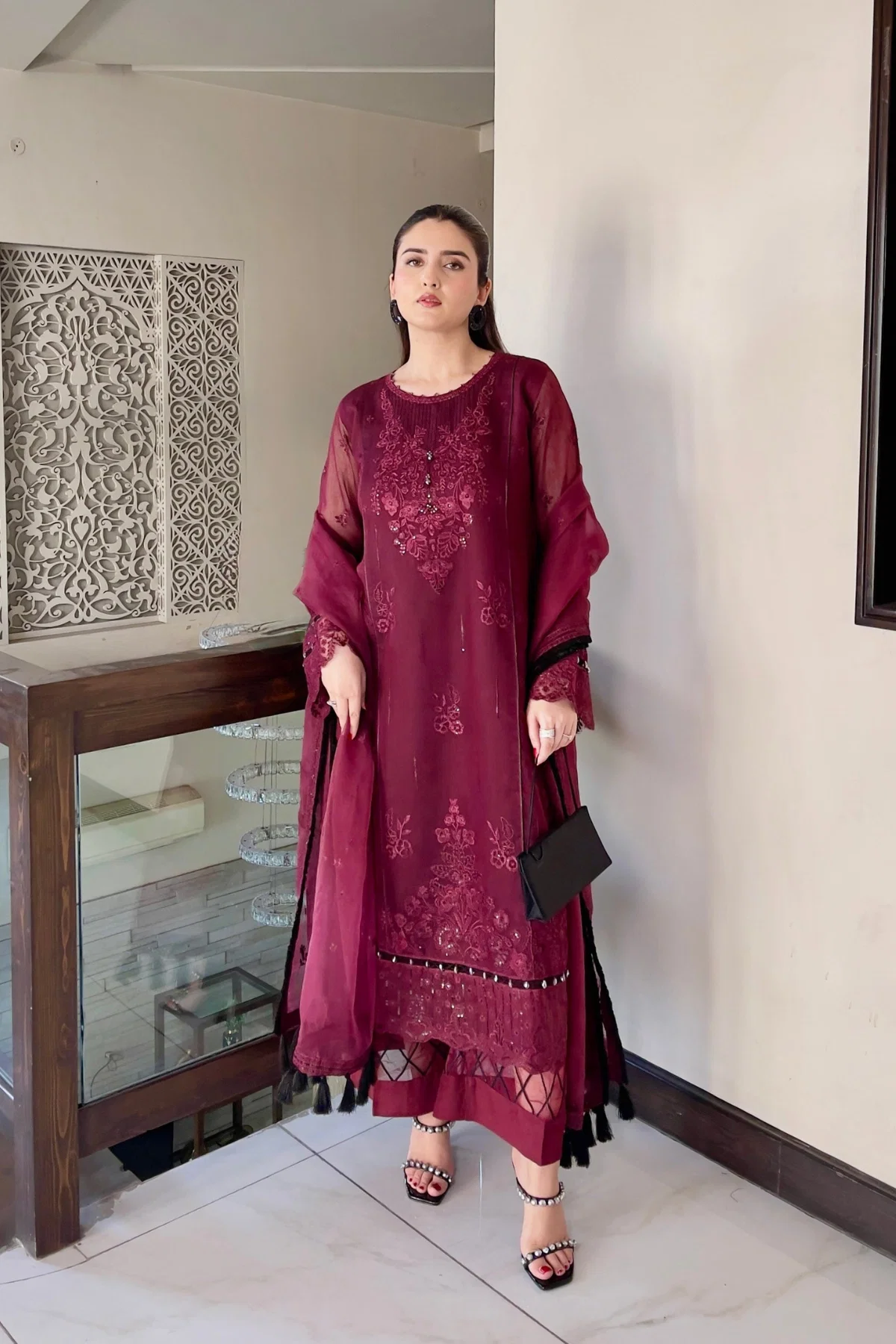 Shahana 3PC - front view - Pakistani Women's Suit | Alif Clothings