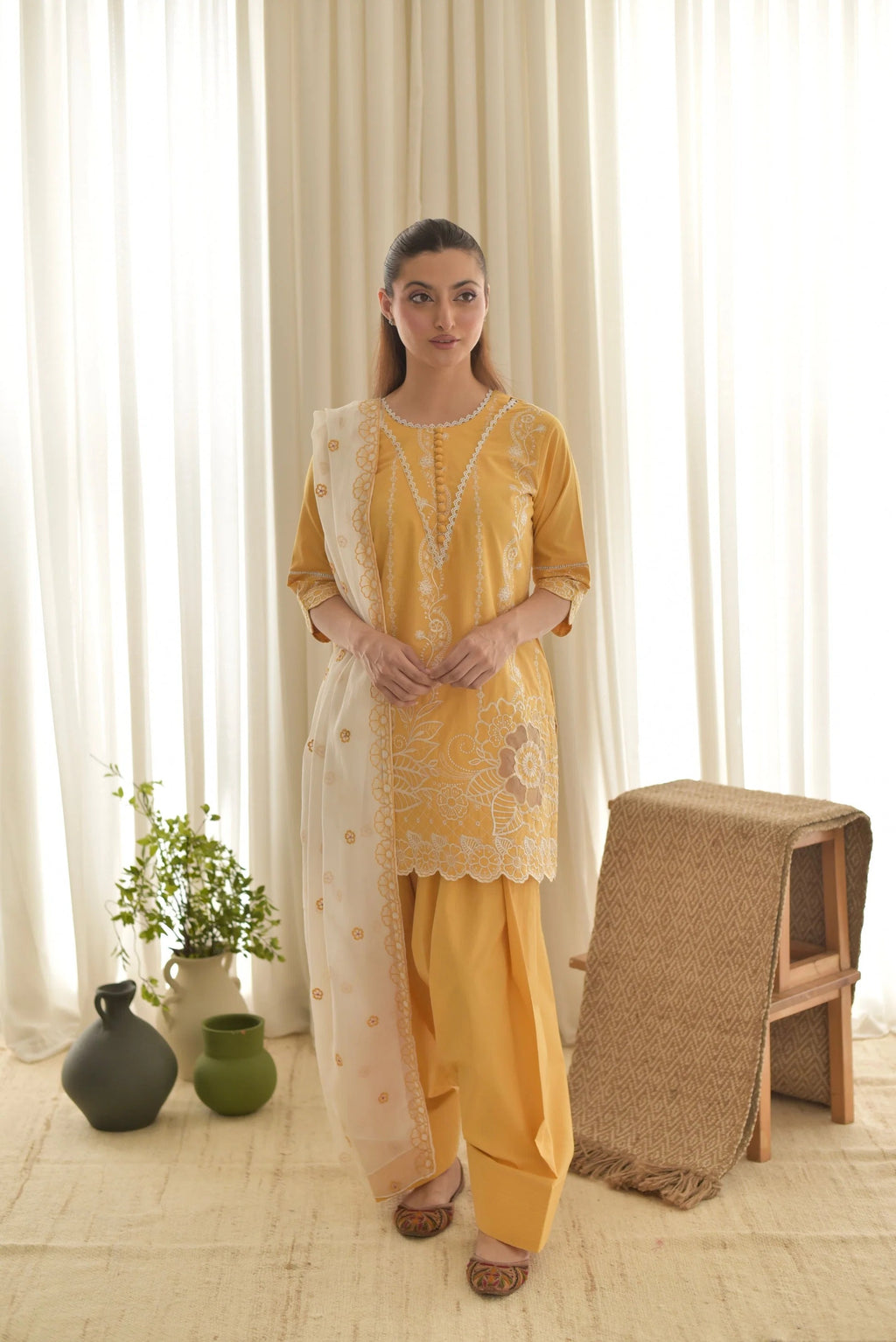 Lemon 3PC - 3 Piece Suit - Pakistani Women's Suit | Alif Clothings