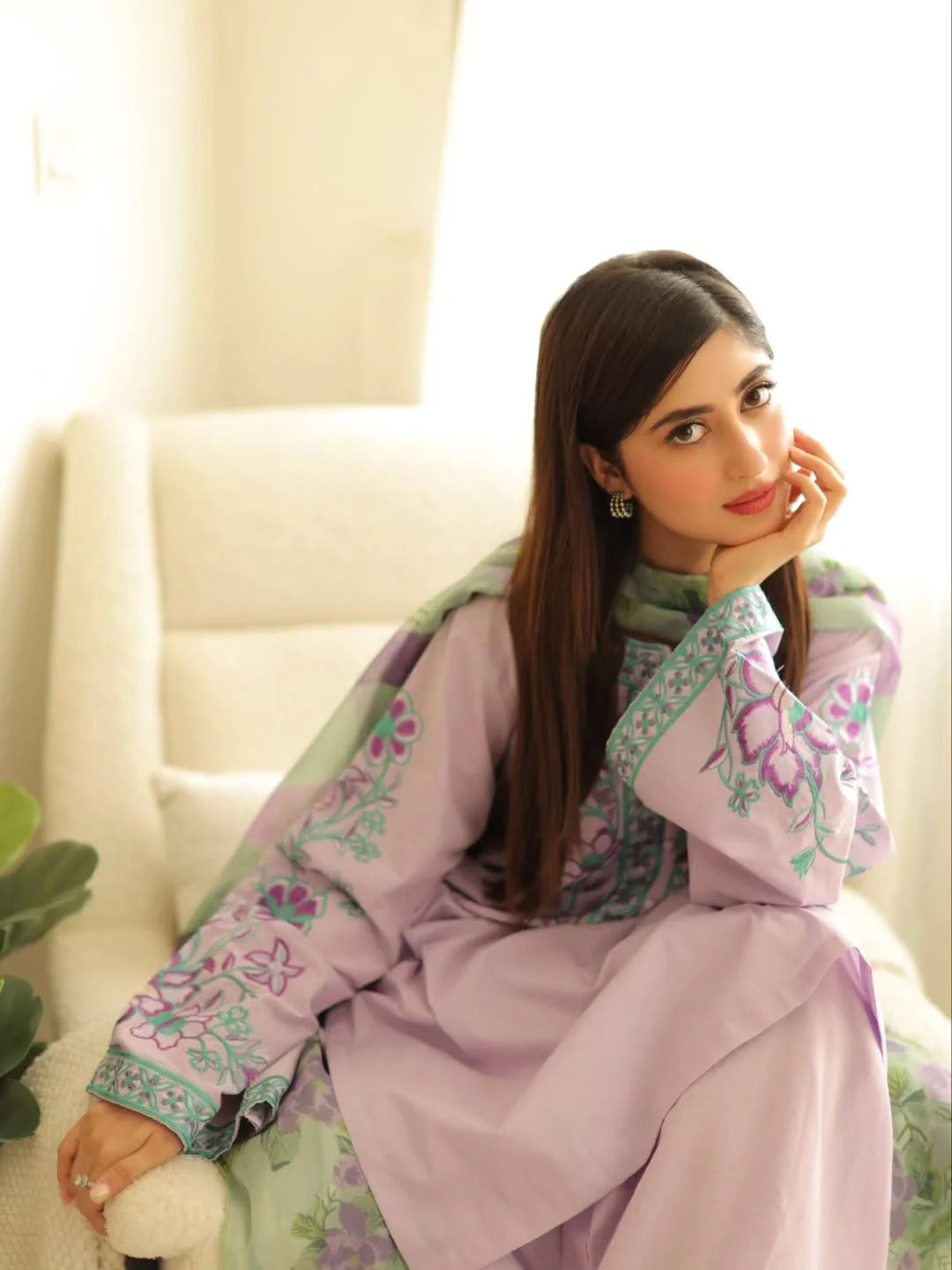 Mehru 3PC - front view - Pakistani Women's Suit | Alif Clothings