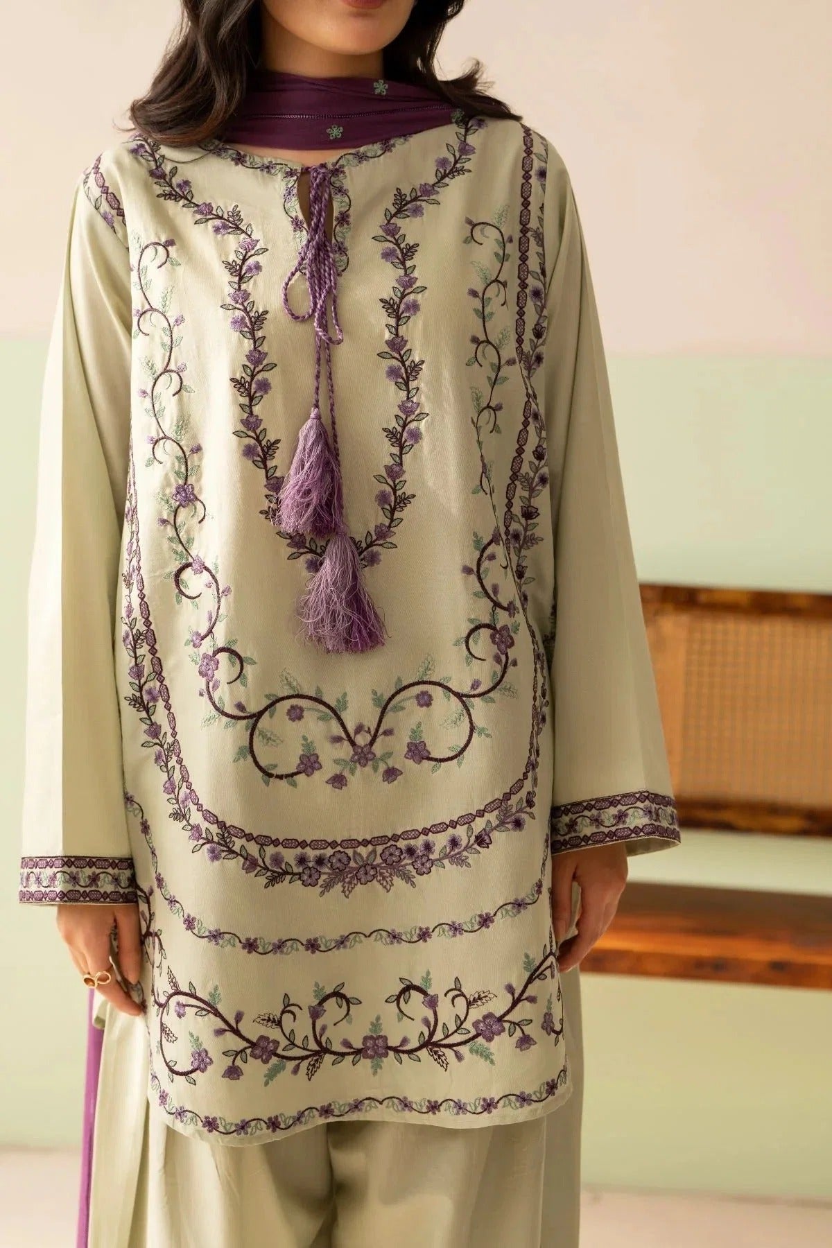 Pareshy 3PC - front view - Pakistani Women's Suit | Alif Clothings