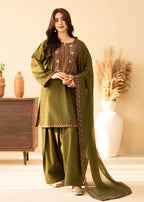 Gul 3PC - Olive Green 3 Piece Suit - Pakistani Women's Suit | Alif Clothings