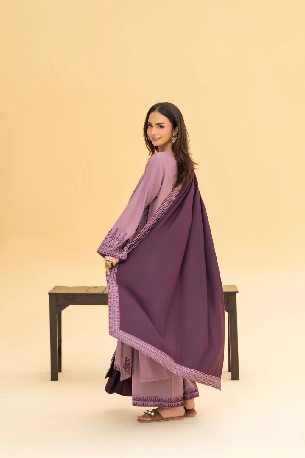 Rameen 3PC - close-up embroidery detail - Pakistani Women's Suit | Alif Clothings