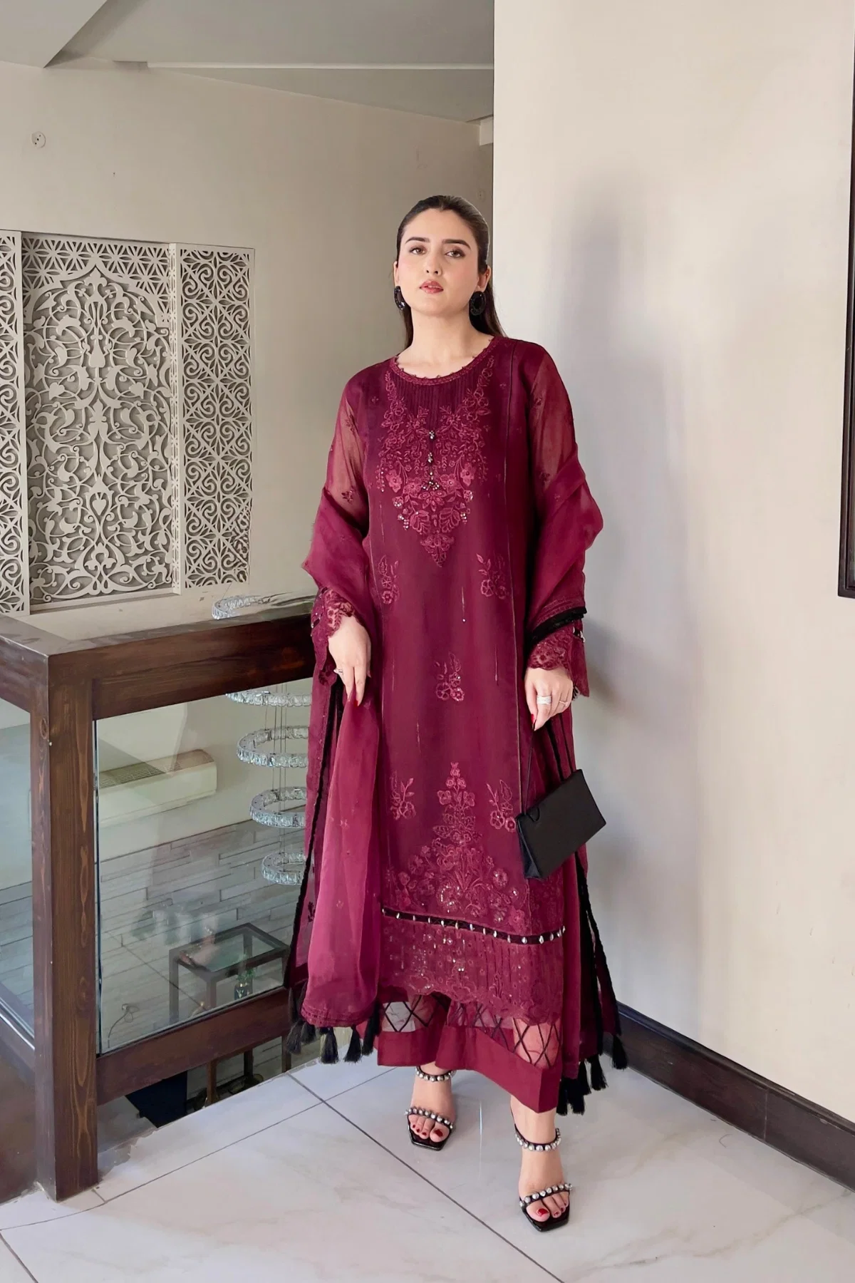 Shahana 3PC - back view - Pakistani Women's Suit | Alif Clothings
