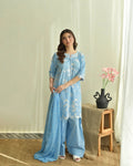 Sky Farshi Set 3PC - front view - Pakistani Women's Suit | Alif Clothings