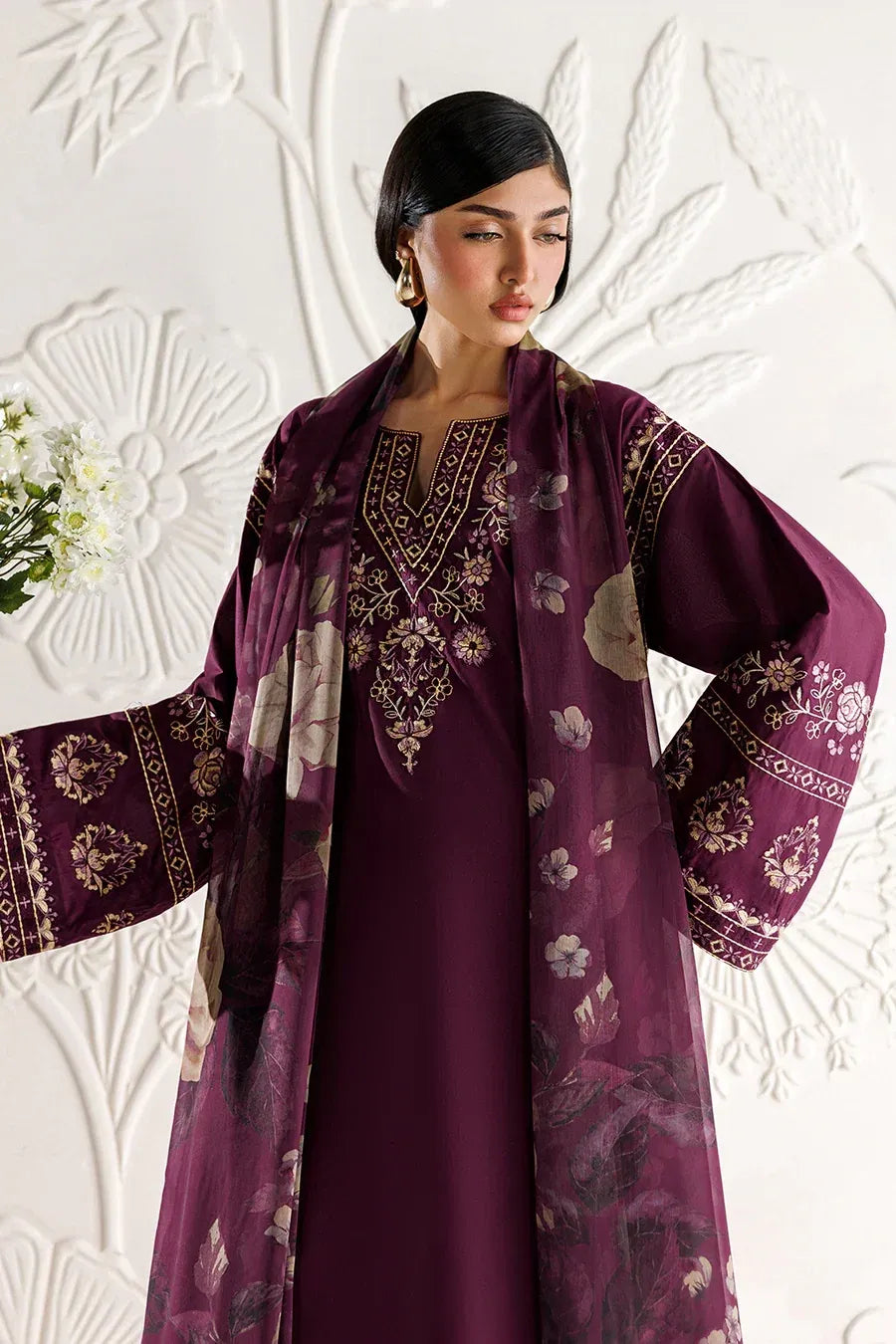 Meher 3PC - front view - Pakistani Women's Suit | Alif Clothings