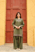 Para 2PC - Mehndi Green Lawn 2 Piece Suit - Pakistani Women's Suit | Alif Clothings