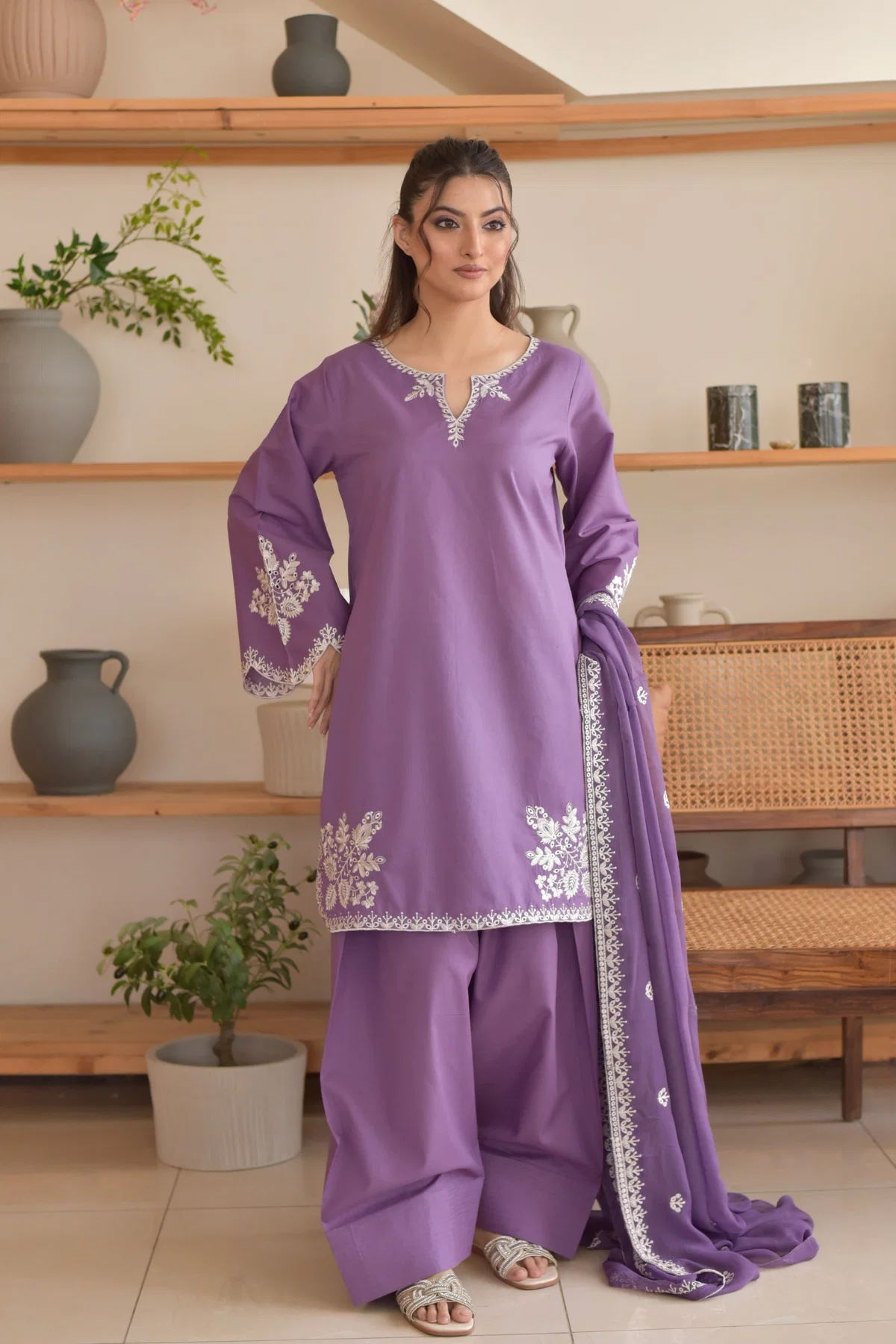 Vera 3PC - front view - Pakistani Women's Suit | Alif Clothings