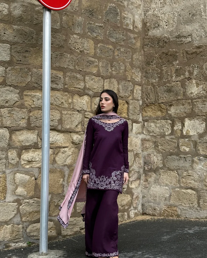 Winter Berry 3PC - front view - Pakistani Women's Suit | Alif Clothings