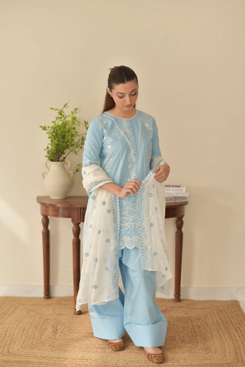 Tara 3PC - front view - Pakistani Women's Suit | Alif Clothings