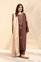 Brownie 3PC - Beige Dhanak 3 Piece Suit - Pakistani Women's Suit | Alif Clothings