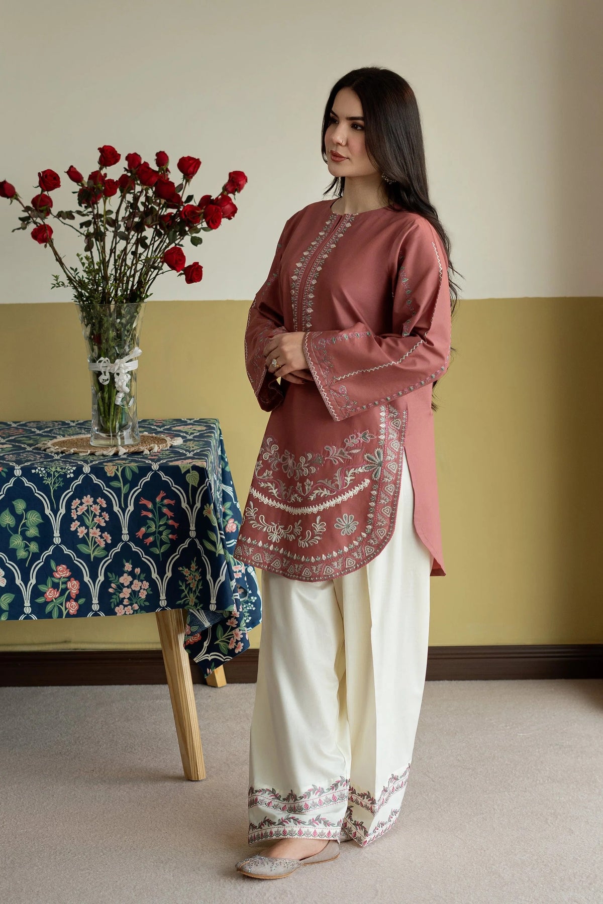 Zircon 2PC - close-up embroidery detail - Pakistani Women's Suit | Alif Clothings