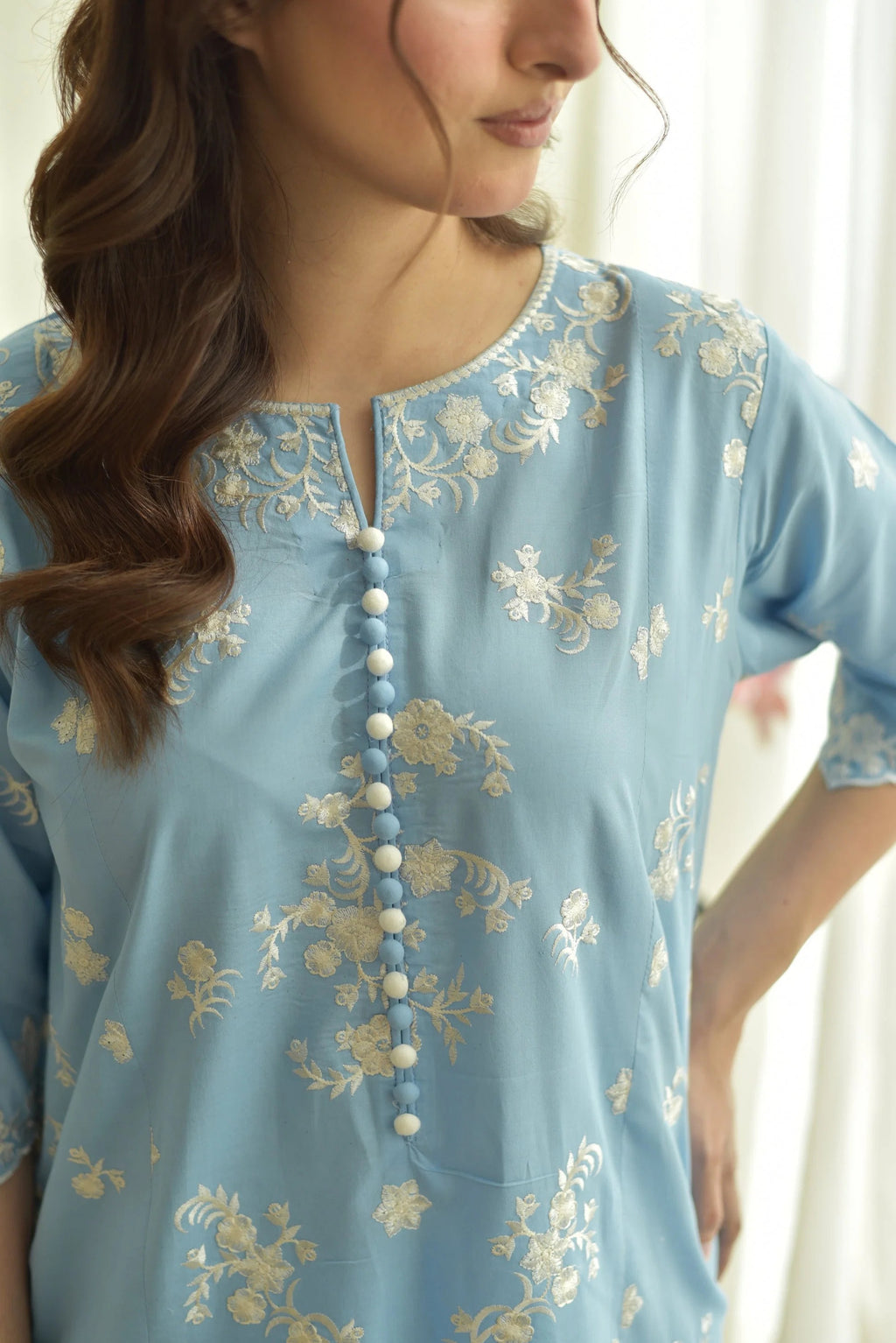 Sky Farshi Set 3PC - back view - Pakistani Women's Suit | Alif Clothings