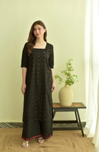Black Hearts - close-up embroidery detail - Pakistani Women's Suit | Alif Clothings
