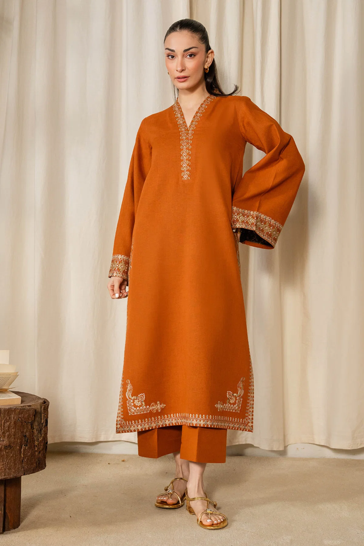 Rust 2PC - front view - Pakistani Women's Suit | Alif Clothings