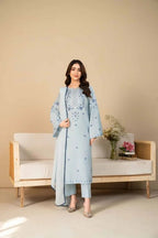 Ice Blue 3PC - Ice Blue 3 Piece Suit - Pakistani Women's Suit | Alif Clothings