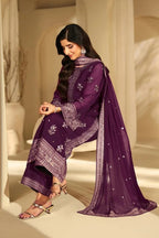 Pareshay 3PC - Burgundy Raw Silk 3 Piece Suit - Pakistani Women's Suit | Alif Clothings