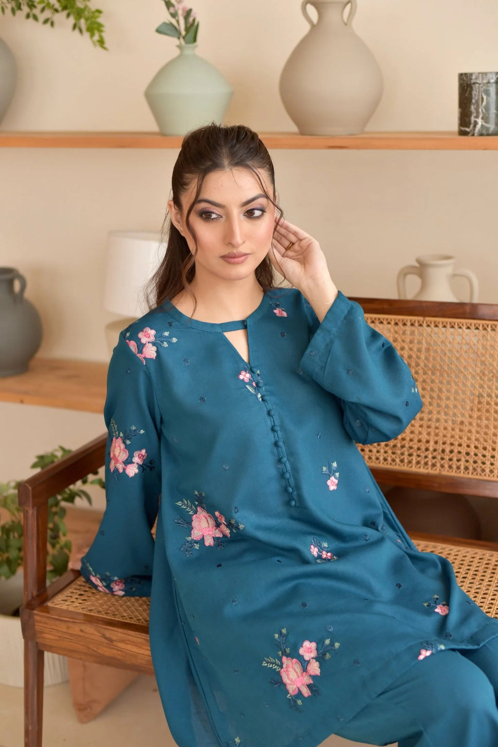 Malika 2PC - close-up embroidery detail - Pakistani Women's Suit | Alif Clothings