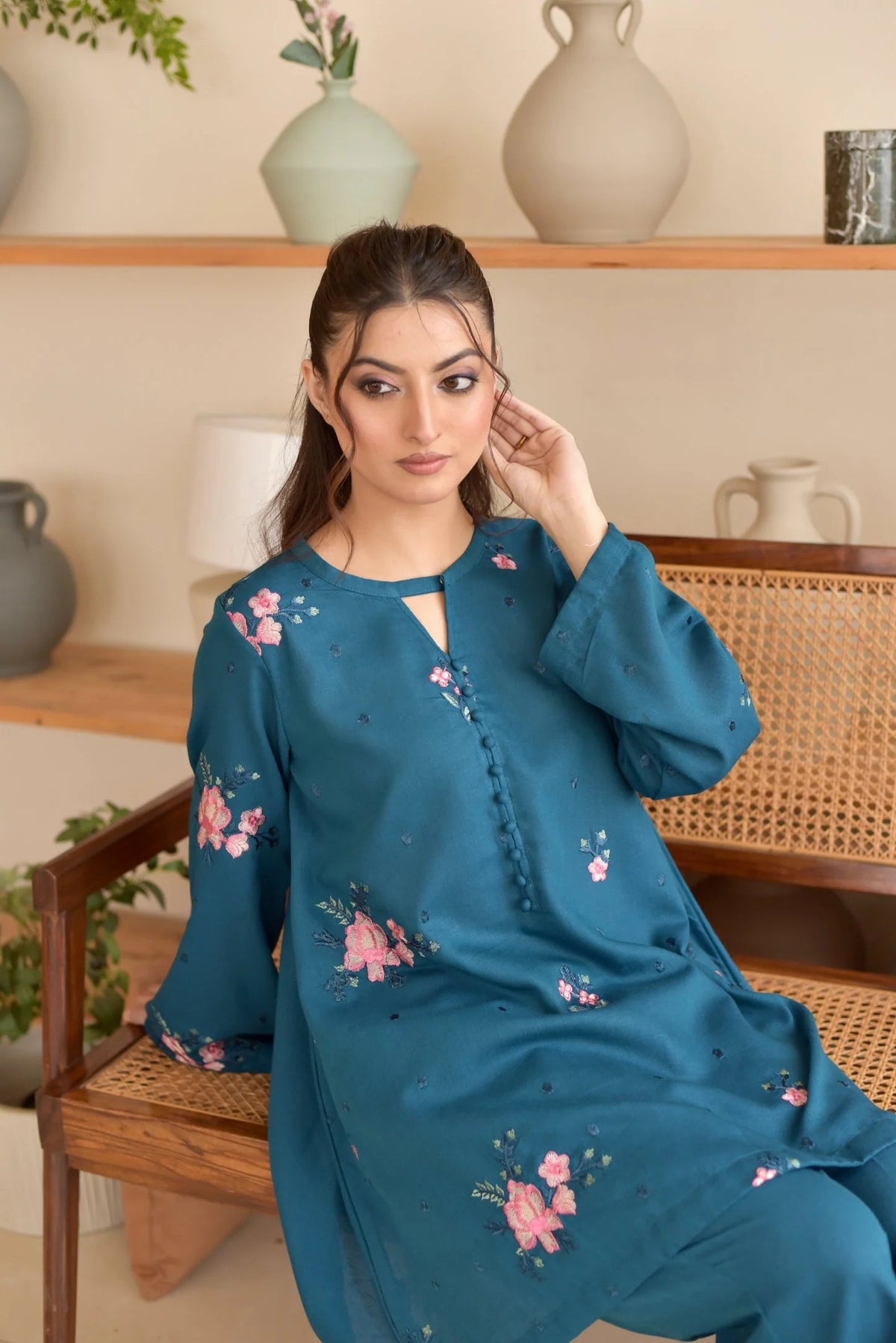 Malika 2PC - close-up embroidery detail - Pakistani Women's Suit | Alif Clothings