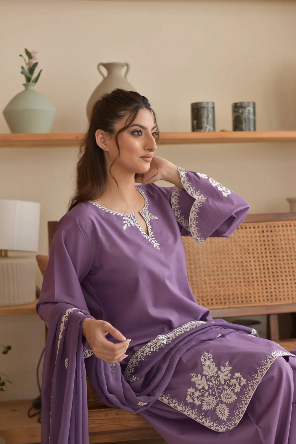 Vera 3PC - back view - Pakistani Women's Suit | Alif Clothings