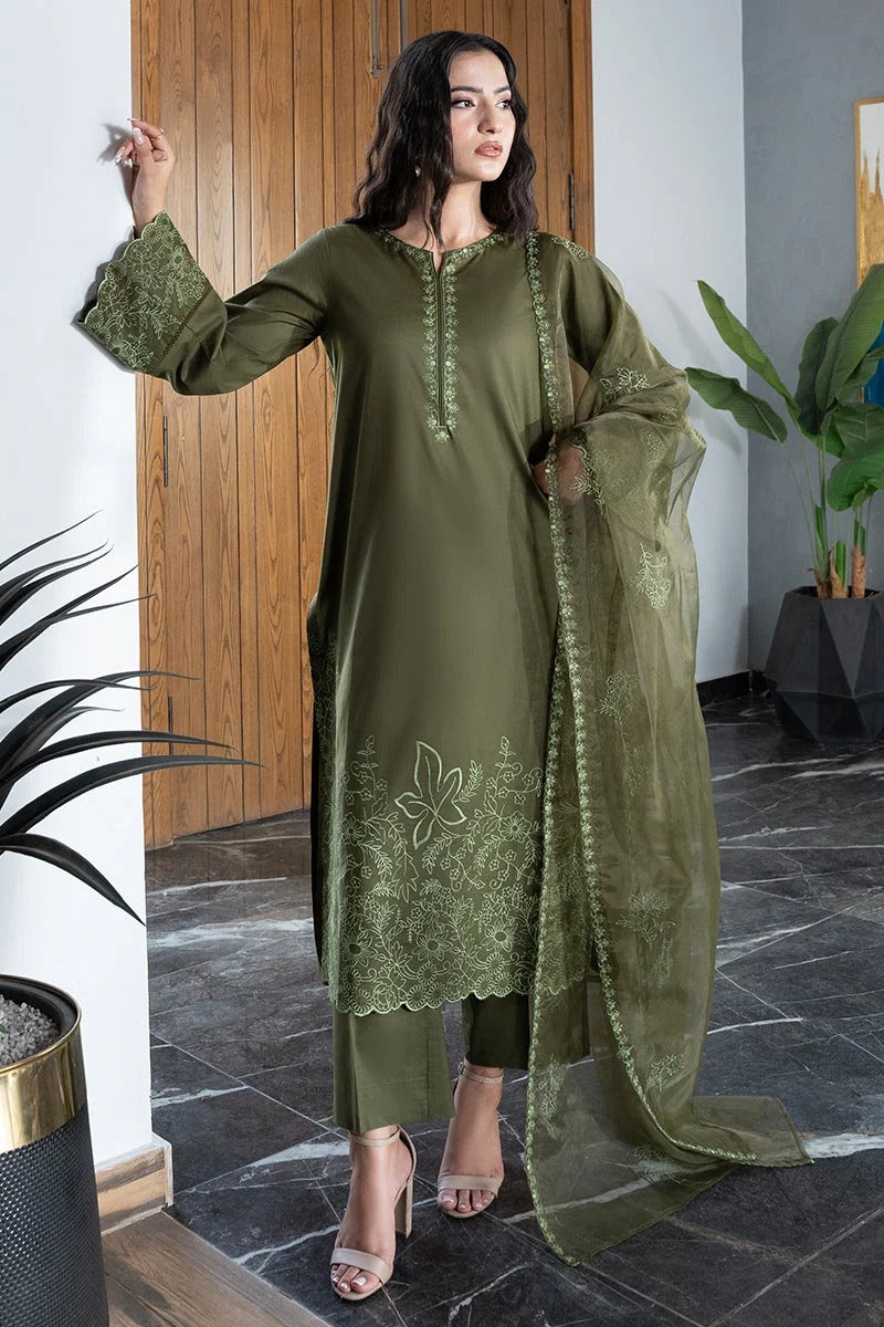 Naureena 3PC - front view - Pakistani Women's Suit | Alif Clothings