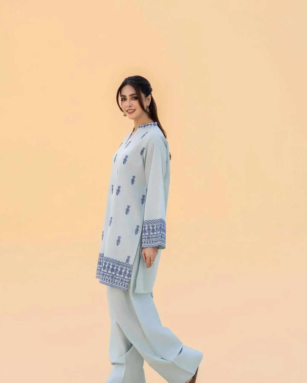 Sky Blue 2PC - back view - Pakistani Women's Suit | Alif Clothings