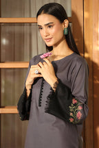 Grey - front view - Pakistani Women's Suit | Alif Clothings