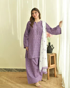 Purple Hearts - close-up embroidery detail - Pakistani Women's Suit | Alif Clothings