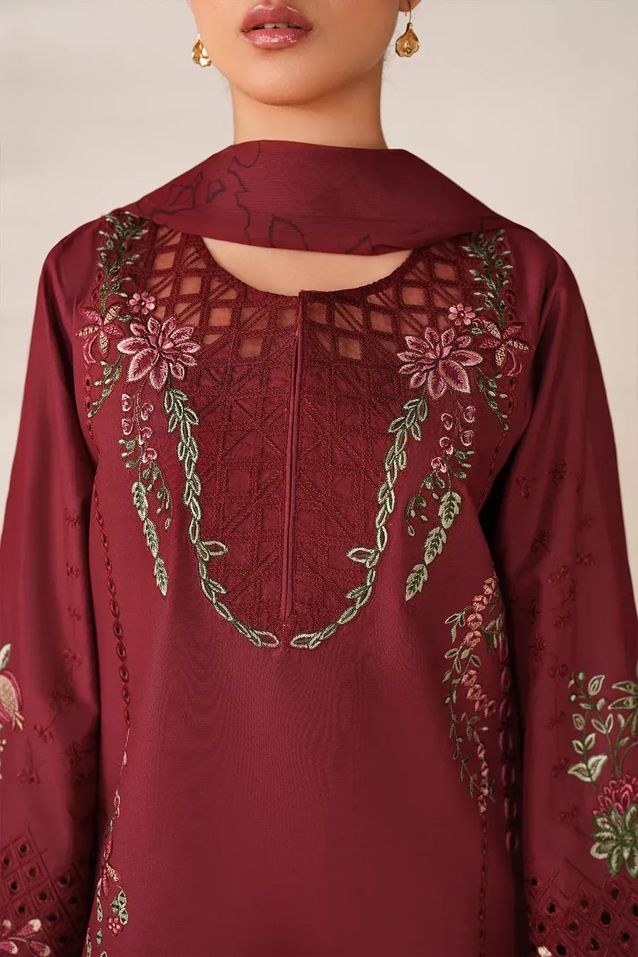 Mehak 3PC - front view - Pakistani Women's Suit | Alif Clothings