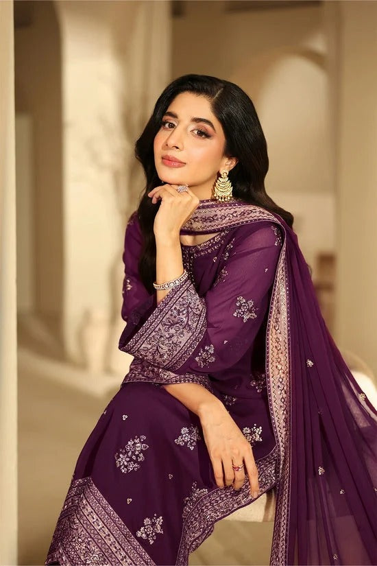 Pareshay 3PC - front view - Pakistani Women's Suit | Alif Clothings