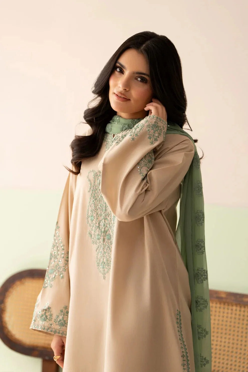 Ashee 3PC - front view - Pakistani Women's Suit | Alif Clothings